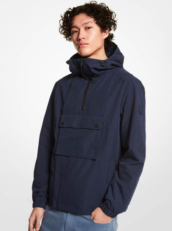Panske Mikiny S Kapucňou Michael Kors Crinkled Woven Cargo Indigo - Oblecenie Michael Kors Obchod | SGFKL-8510